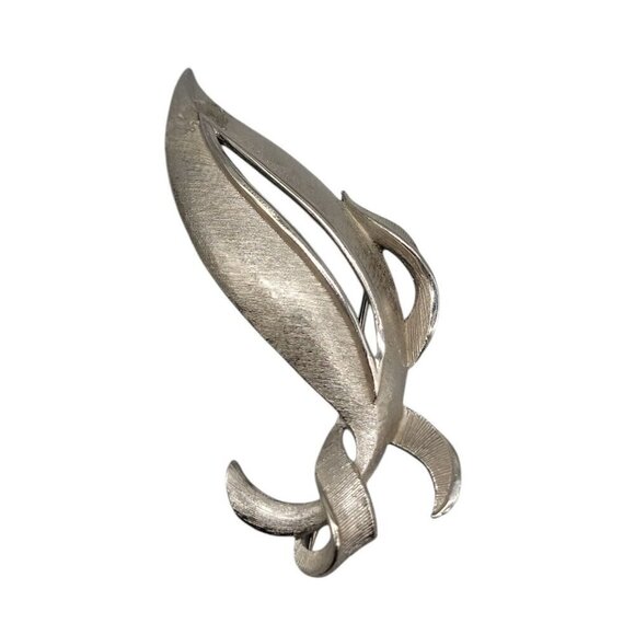 Torino Leaf Brooch Textured Silver Tone Signed Vintage - Picture 1 of 6